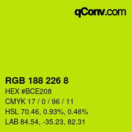 Color code: RGB 188 226 8 | qconv.com