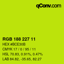 Color code: RGB 188 227 11 | qconv.com