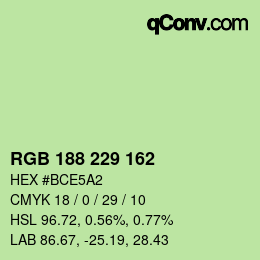 Color code: RGB 188 229 162 | qconv.com