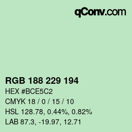 Color code: RGB 188 229 194 | qconv.com