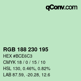 Color code: RGB 188 230 195 | qconv.com