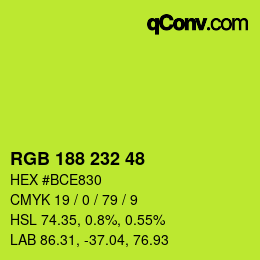 Color code: RGB 188 232 48 | qconv.com