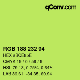Color code: RGB 188 232 94 | qconv.com