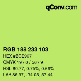 カラーコード: RGB 188 233 103 | qconv.com
