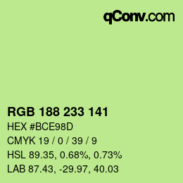 Color code: RGB 188 233 141 | qconv.com