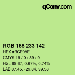 Color code: RGB 188 233 142 | qconv.com