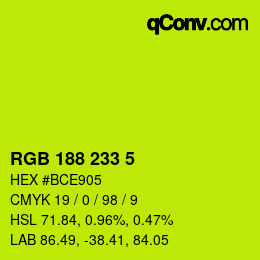 Color code: RGB 188 233 5 | qconv.com