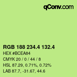 カラーコード: RGB 188 234.4 132.4 | qconv.com