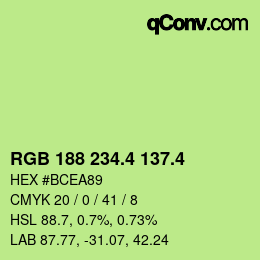 カラーコード: RGB 188 234.4 137.4 | qconv.com