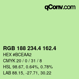 カラーコード: RGB 188 234.4 162.4 | qconv.com