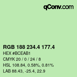 カラーコード: RGB 188 234.4 177.4 | qconv.com
