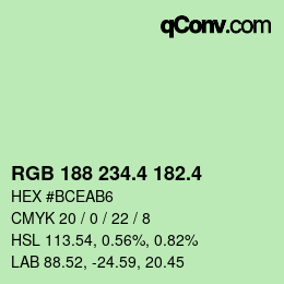 カラーコード: RGB 188 234.4 182.4 | qconv.com