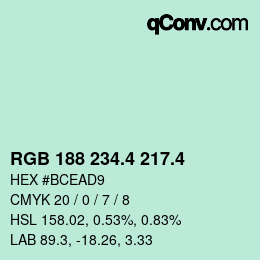 カラーコード: RGB 188 234.4 217.4 | qconv.com