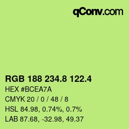 カラーコード: RGB 188 234.8 122.4 | qconv.com