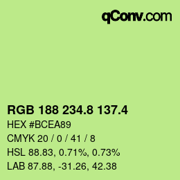 カラーコード: RGB 188 234.8 137.4 | qconv.com