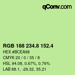 カラーコード: RGB 188 234.8 152.4 | qconv.com
