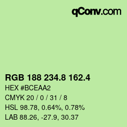 カラーコード: RGB 188 234.8 162.4 | qconv.com