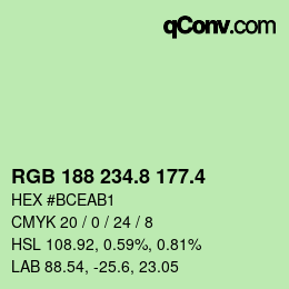 カラーコード: RGB 188 234.8 177.4 | qconv.com