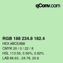 カラーコード: RGB 188 234.8 182.4 | qconv.com