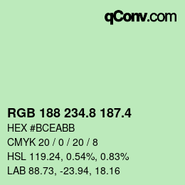 カラーコード: RGB 188 234.8 187.4 | qconv.com