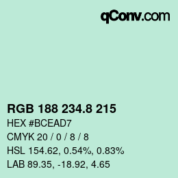 カラーコード: RGB 188 234.8 215 | qconv.com