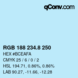 Color code: RGB 188 234.8 250 | qconv.com