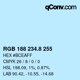 Color code: RGB 188 234.8 255 | qconv.com