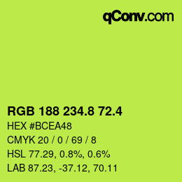カラーコード: RGB 188 234.8 72.4 | qconv.com
