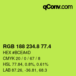 カラーコード: RGB 188 234.8 77.4 | qconv.com