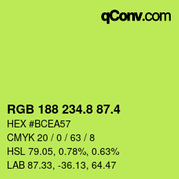 カラーコード: RGB 188 234.8 87.4 | qconv.com