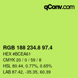 カラーコード: RGB 188 234.8 97.4 | qconv.com