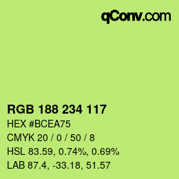 Color code: RGB 188 234 117 | qconv.com