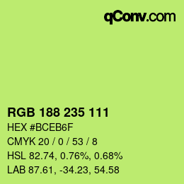 カラーコード: RGB 188 235 111 | qconv.com