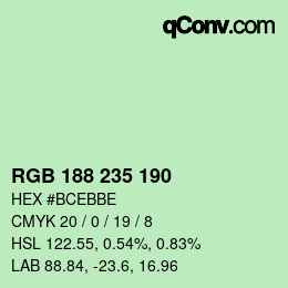 Color code: RGB 188 235 190 | qconv.com