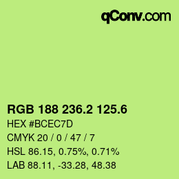 カラーコード: RGB 188 236.2 125.6 | qconv.com