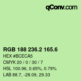 カラーコード: RGB 188 236.2 165.6 | qconv.com