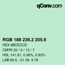 カラーコード: RGB 188 236.2 205.6 | qconv.com