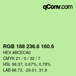 カラーコード: RGB 188 236.6 160.6 | qconv.com