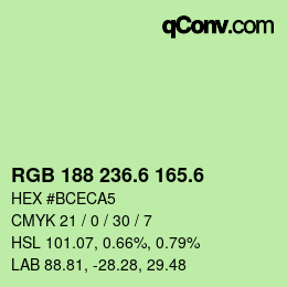 カラーコード: RGB 188 236.6 165.6 | qconv.com