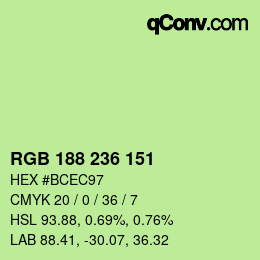Color code: RGB 188 236 151 | qconv.com