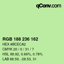Color code: RGB 188 236 162 | qconv.com