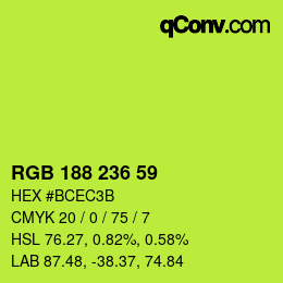 Color code: RGB 188 236 59 | qconv.com
