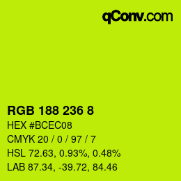 カラーコード: RGB 188 236 8 | qconv.com