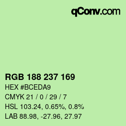 Color code: RGB 188 237 169 | qconv.com
