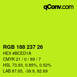Color code: RGB 188 237 26 | qconv.com