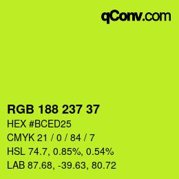 Color code: RGB 188 237 37 | qconv.com