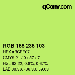 Color code: RGB 188 238 103 | qconv.com