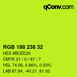 Color code: RGB 188 238 32 | qconv.com