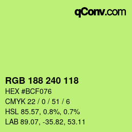 Color code: RGB 188 240 118 | qconv.com