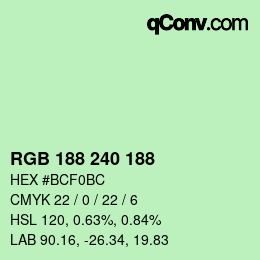 Color code: RGB 188 240 188 | qconv.com